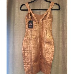 Gold Wrap Bandage Dress